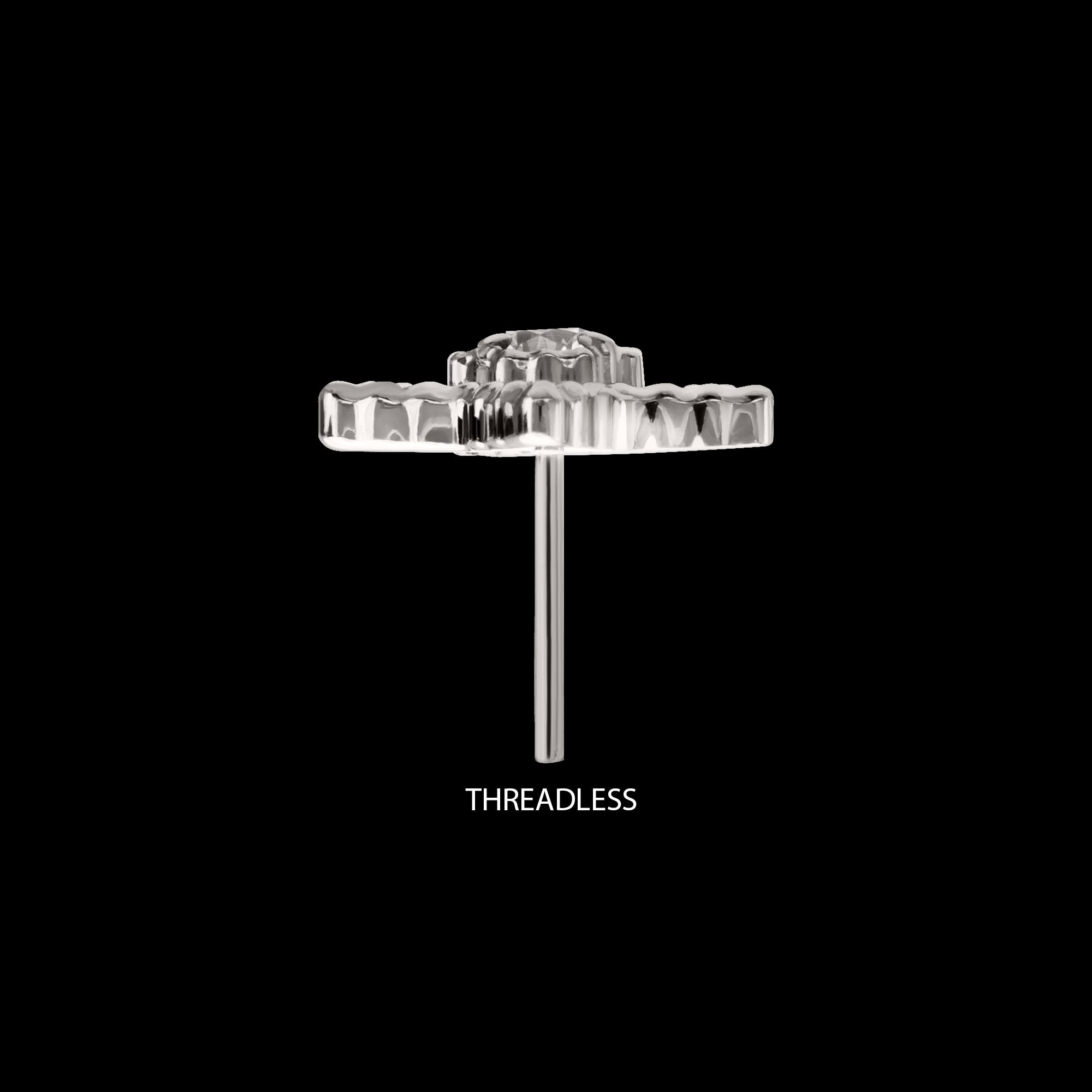 Milgrain Edge Star with Prong Set CZ Gem Flatback Stud Earring / Nosering - CZ in Titanium