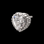 Beaded Edge Prong Set Heart CZ Gem Flatback Stud Earring / Nosering - CZ in Titanium