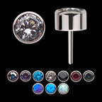 Bezel Set AAA CZ Flatback Stud Earring / Nosering - AAA CZ in Titanium