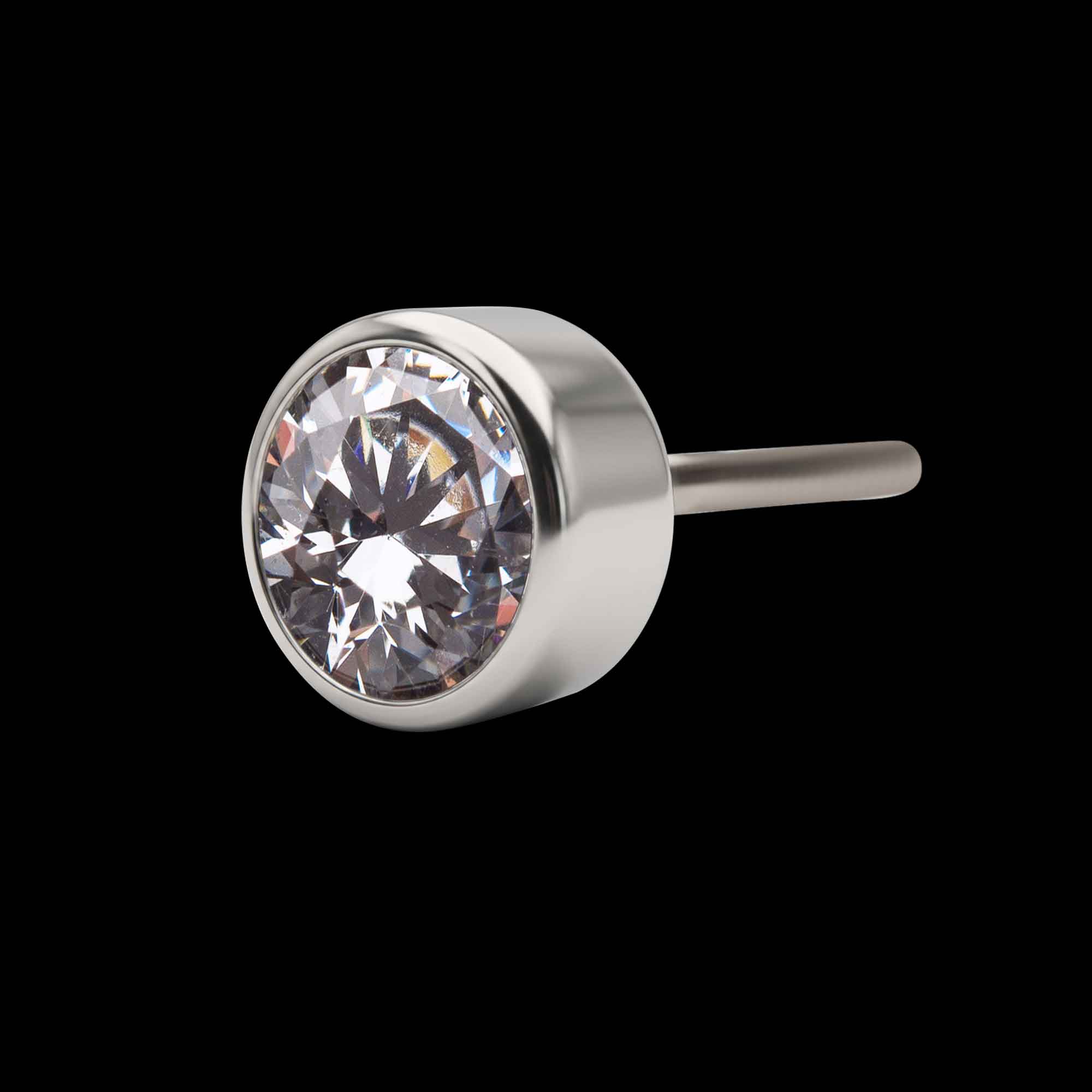 Bezel Set AAA CZ Flatback Stud Earring / Nosering - AAA CZ in Titanium