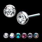 Bezel Set Swarovski Crystal Front Facing Flatback Stud Earring / Nosering - Swarovski Crystal in Titanium
