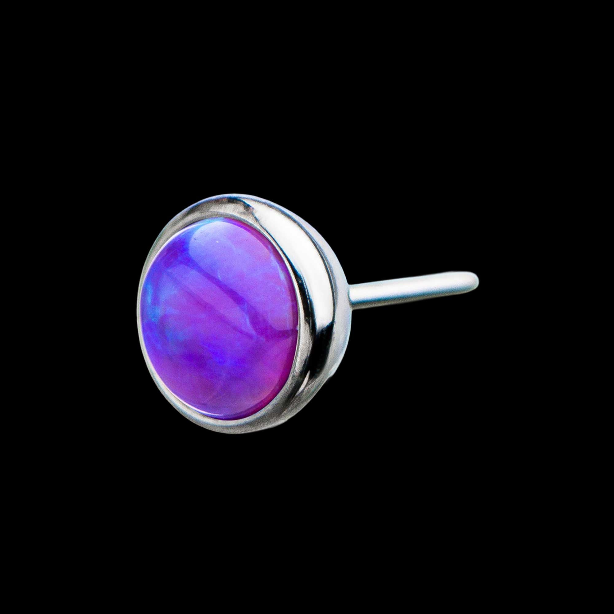 Bezel Set Synthetic Opal Front Facing Flatback Stud Earring / Nosering - Synthetic Opal & Opal in Titanium