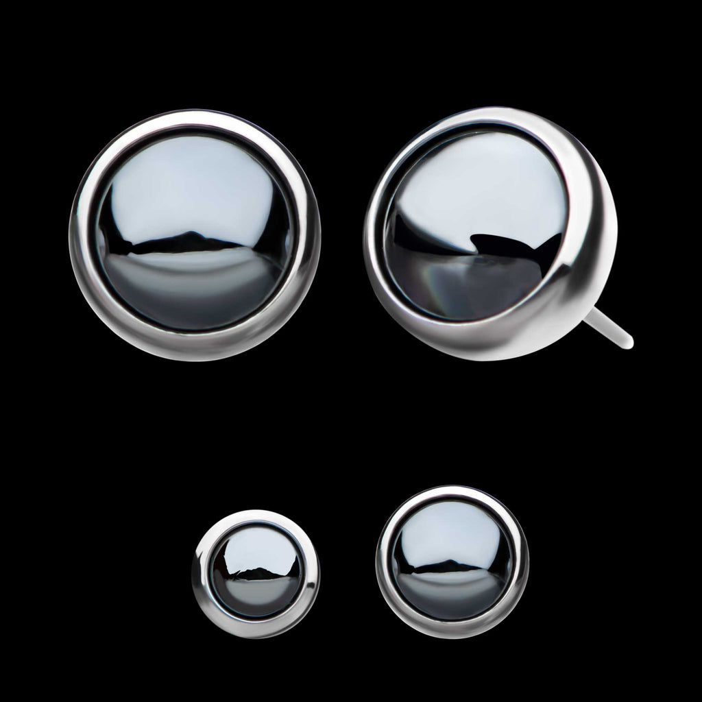 Bezel Set Hematite Gem Front Facing Flatback Stud Earring / Nosering - Gem in Titanium