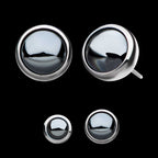 Bezel Set Hematite Gem Front Facing Flatback Stud Earring / Nosering - Gem in Titanium