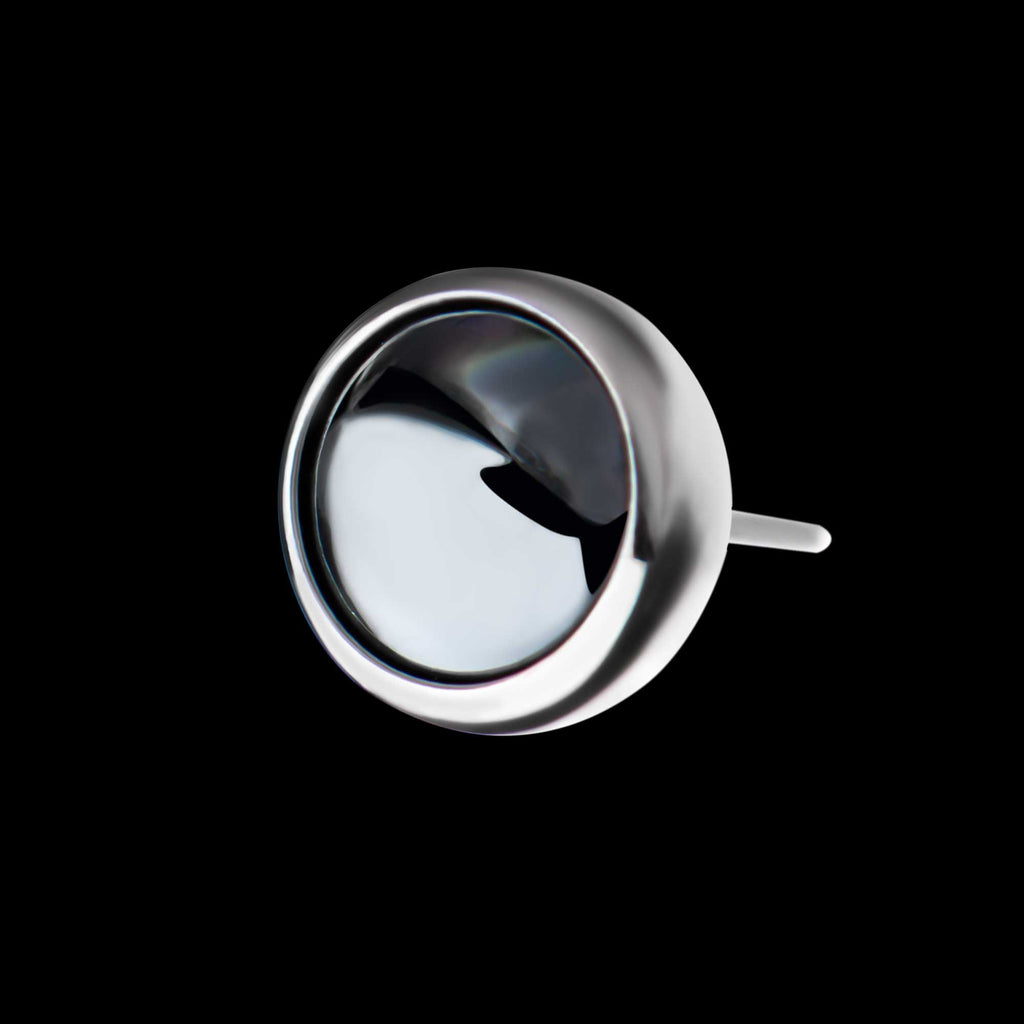 Bezel Set Hematite Gem Front Facing Flatback Stud Earring / Nosering - Gem in Titanium
