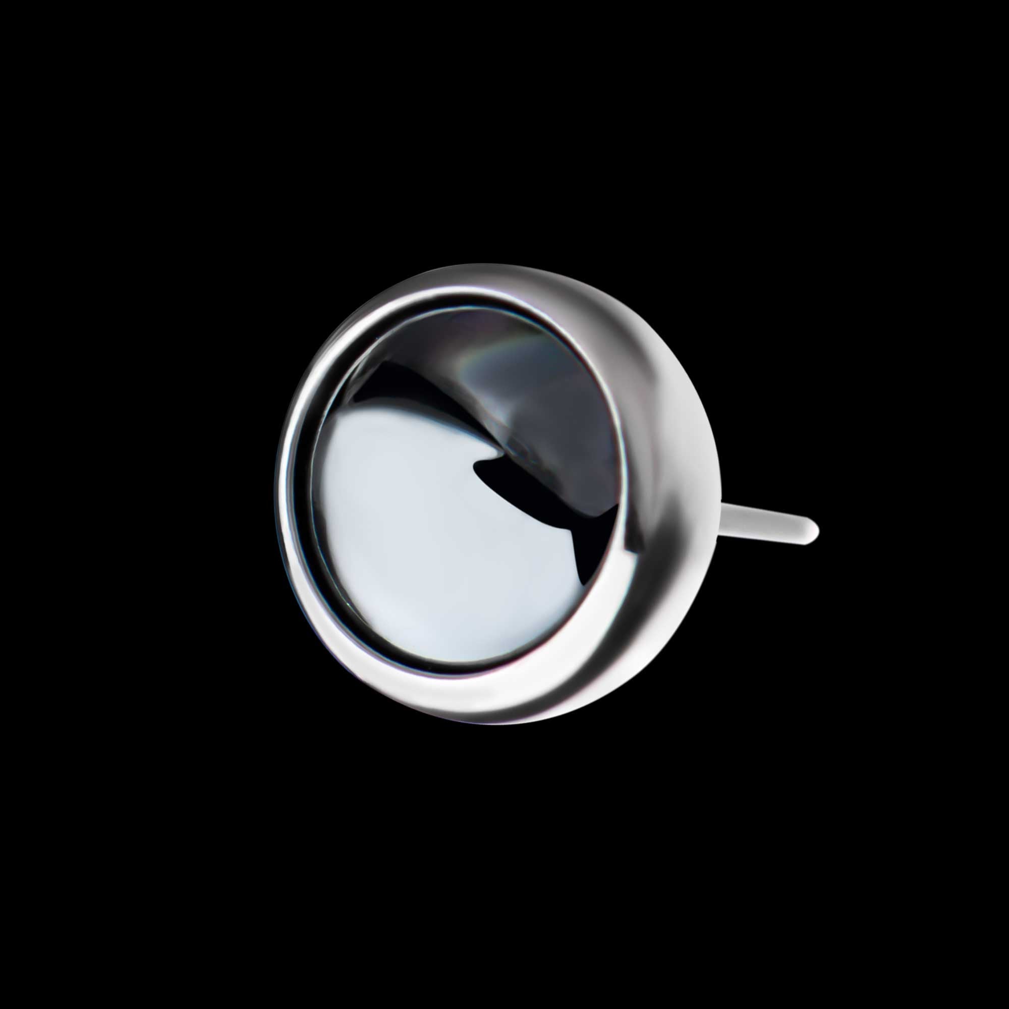 Bezel Set Hematite Gem Front Facing Flatback Stud Earring / Nosering - Gem in Titanium
