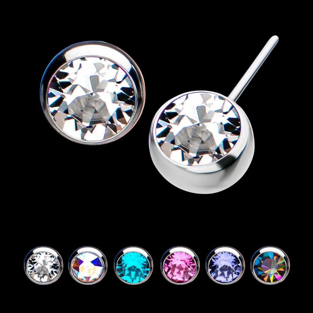 Bezel Set Swarovski Crystal Side Facing Flatback Stud Earring / Nosering - Swarovski Crystal in Titanium