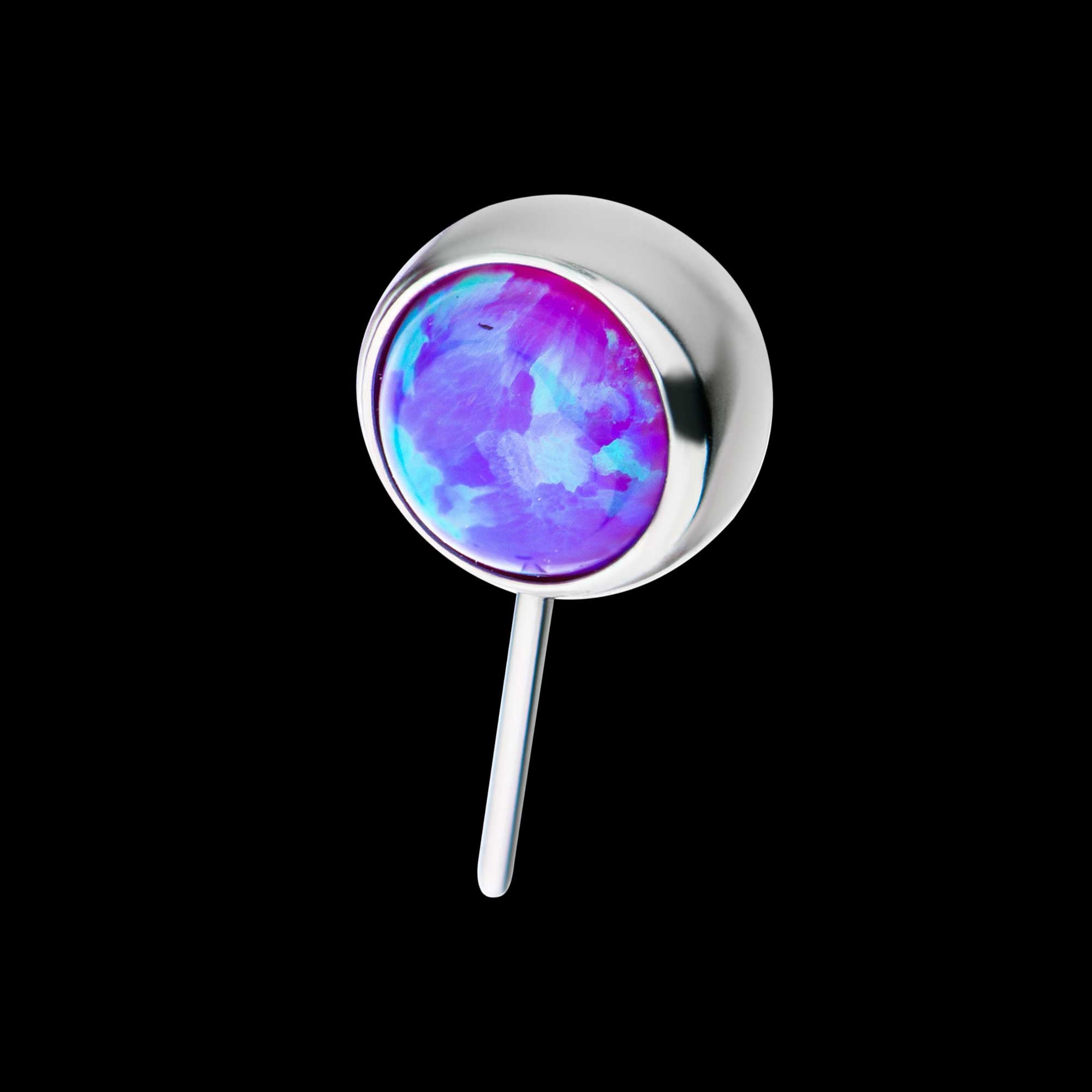 Bezel Set Synthetic Opal Side Facing Flatback Stud Earring / Nosering - Synthetic Opal & Opal in Titanium
