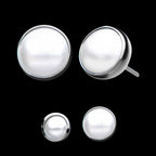 Bezel Set White Pearl Front Facing Flatback Stud Earring / Nosering - Titanium