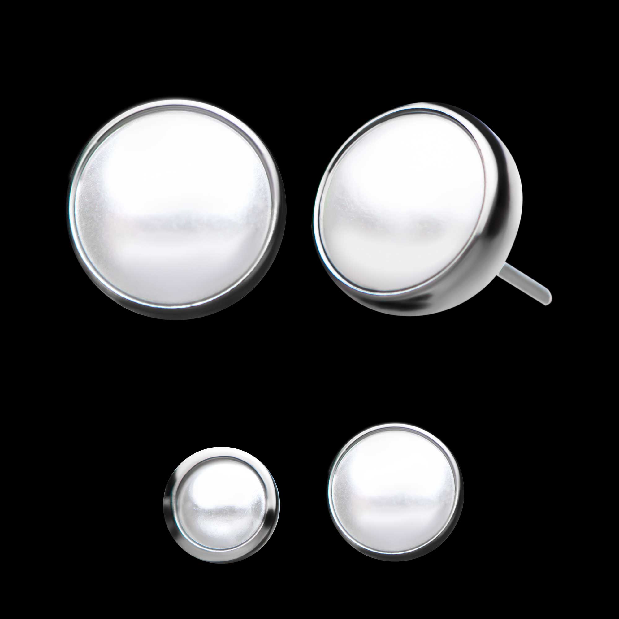 Bezel Set White Pearl Front Facing Flatback Stud Earring / Nosering - Titanium