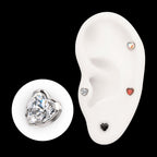 Prong Set Heart Shaped Gem Flatback Stud Earring / Nosering - Gem in Titanium