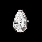 Prong Set Teardrop Shaped Gem Flatback Stud Earring / Nosering - Gem in Titanium