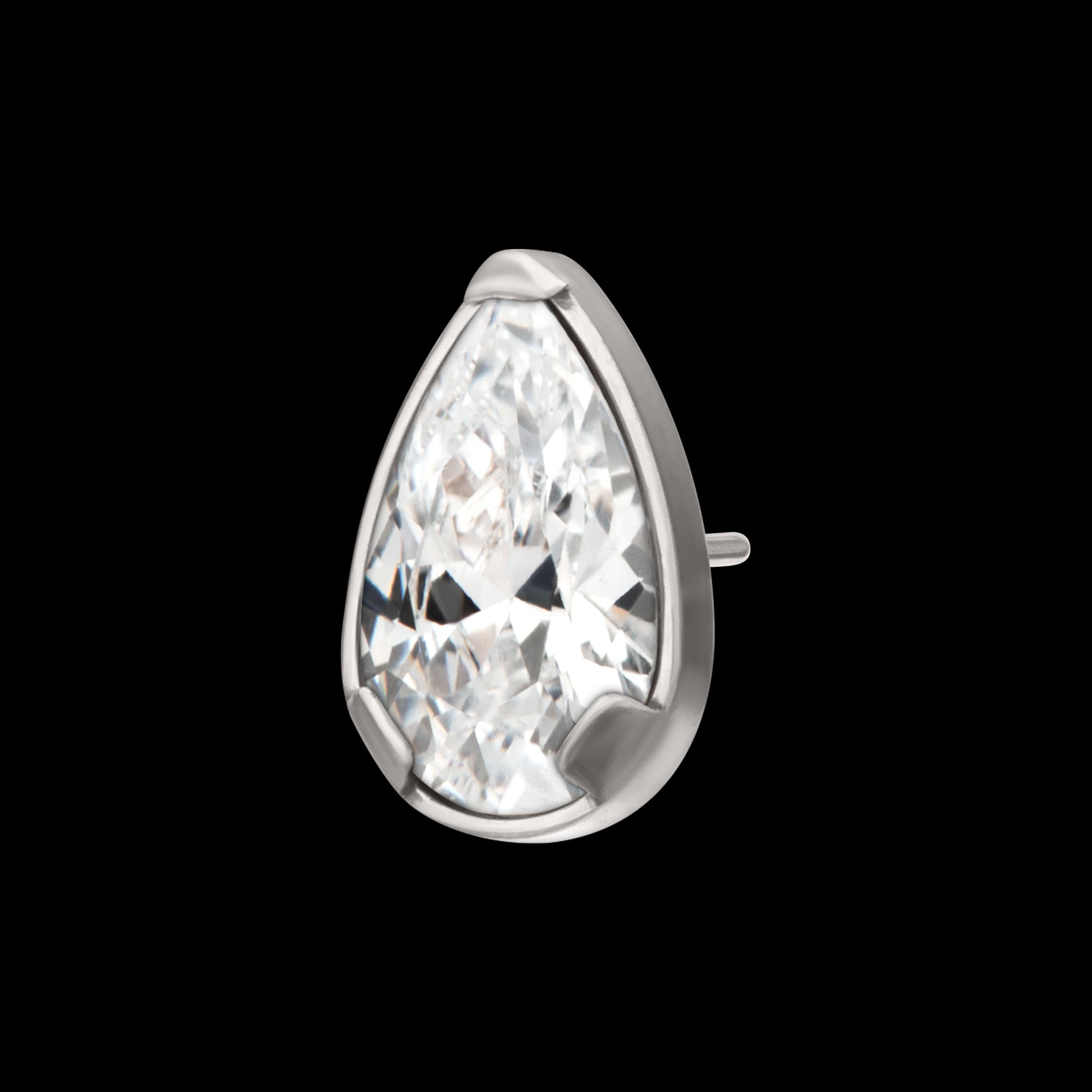 Prong Set Teardrop Shaped Gem Flatback Stud Earring / Nosering - Gem in Titanium