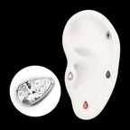 Prong Set Teardrop Shaped Gem Flatback Stud Earring / Nosering - Gem in Titanium