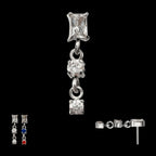 Baguette Prong-Set Gem Double Gem Dangle Threadless Earring / Nosering – Titanium