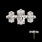 Triple Baguette Prong-Set Gem Threadless Earring / Nosering – Titanium