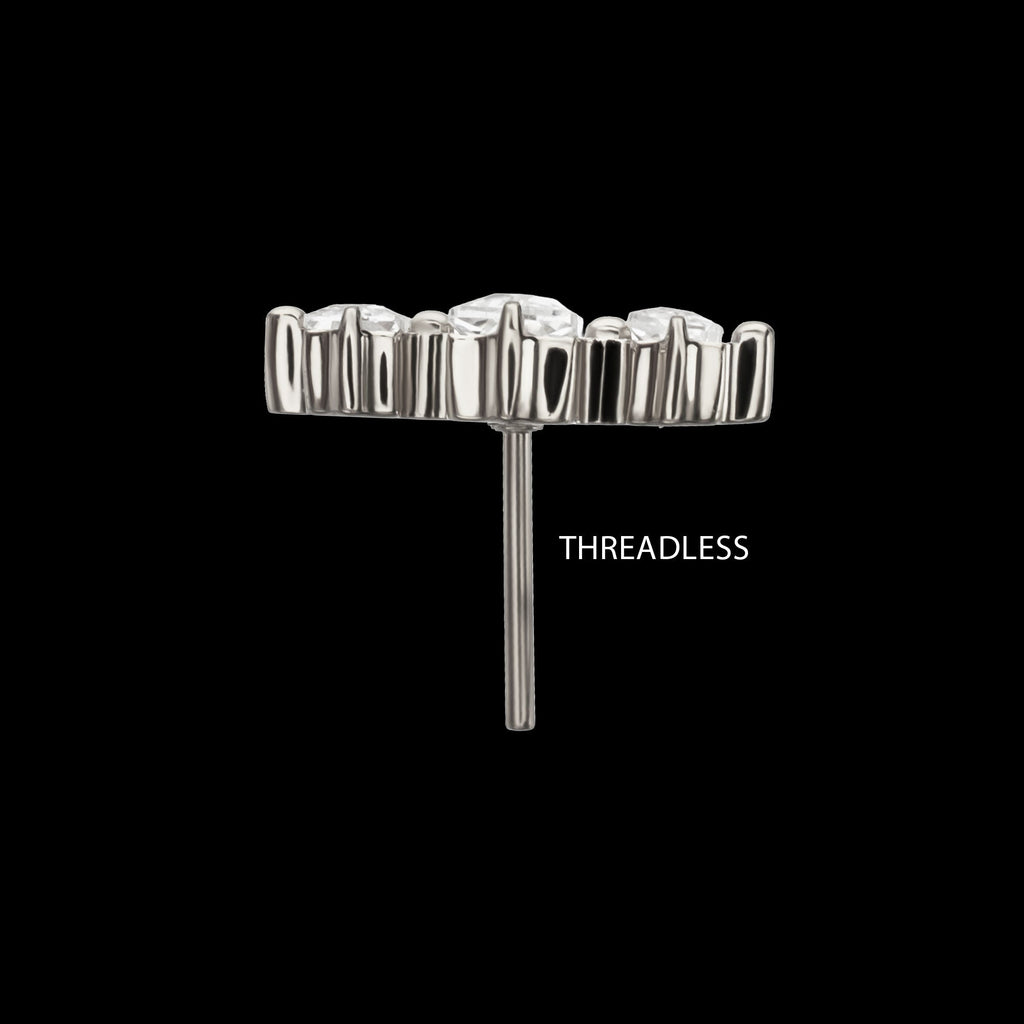 Triple Baguette Prong-Set Gem Threadless Earring / Nosering – Titanium
