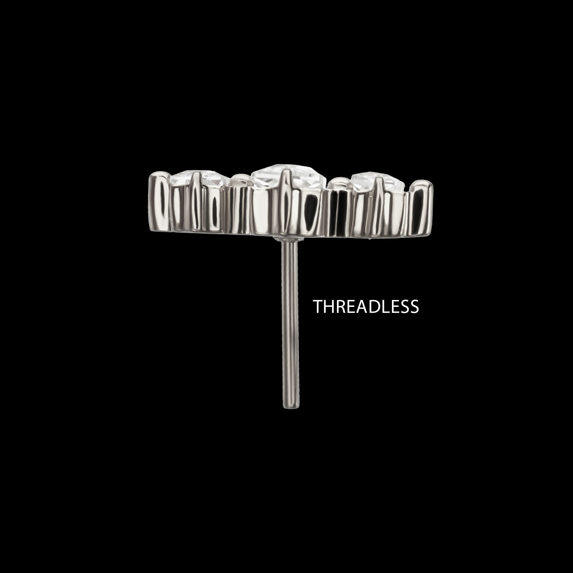 Triple Baguette Prong-Set Gem Threadless Earring / Nosering – Titanium