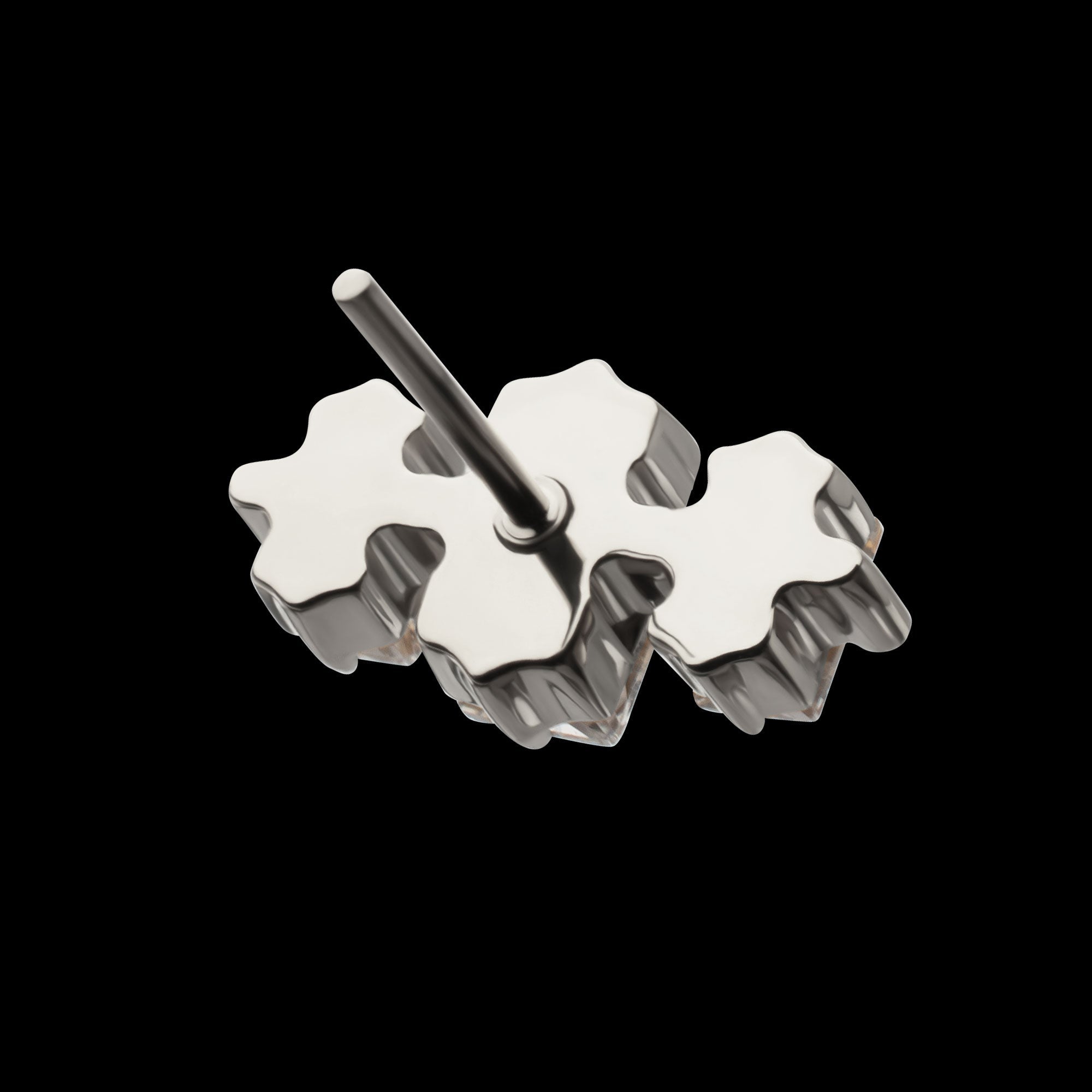Triple Baguette Prong-Set Gem Threadless Earring / Nosering – Titanium