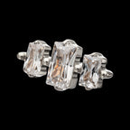 Triple Baguette Prong-Set Gem Threadless Earring / Nosering – Titanium