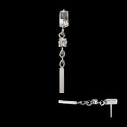 Prong-Set Gem Baguette with Round Gem & Bar Dangle Threadless Earring / Nosering – Titanium