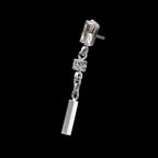 Prong-Set Gem Baguette with Round Gem & Bar Dangle Threadless Earring / Nosering – Titanium