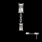 Double Baguette Prong-Set Gem Dangle Threadless Earring / Nosering – Titanium