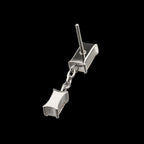 Double Baguette Prong-Set Gem Dangle Threadless Earring / Nosering – Titanium