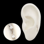 Double Baguette Prong-Set Gem Dangle Threadless Earring / Nosering – Titanium