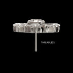 Round & Baguette Cluster Gem Radiant Beam Threadless Earring / Nosering – Titanium