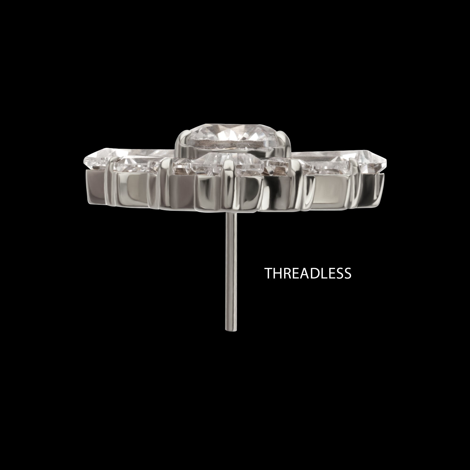 Round & Baguette Cluster Gem Radiant Beam Threadless Earring / Nosering – Titanium