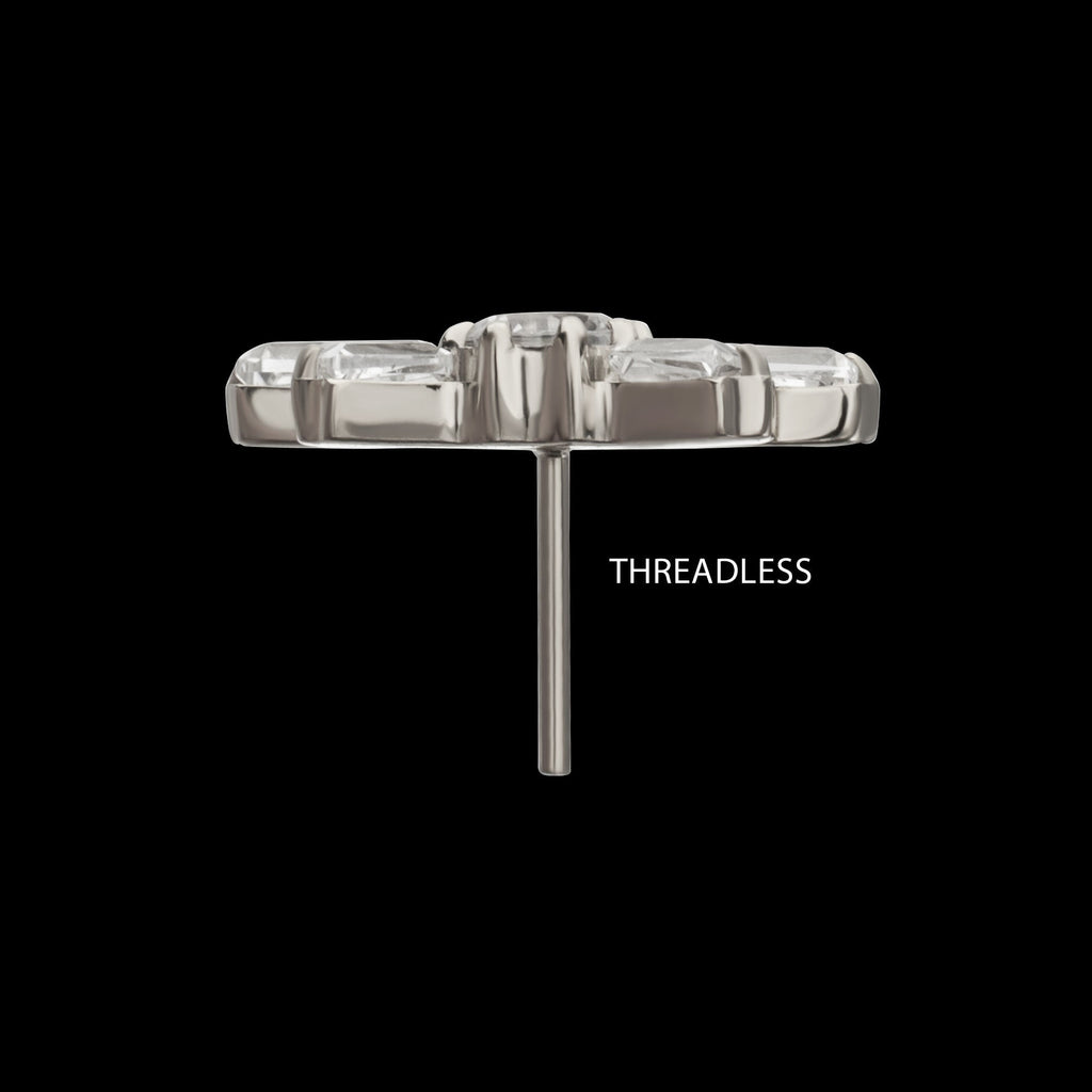 Round & Baguette Cluster Gem Sunray Threadless Earring / Nosering – Titanium