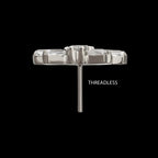 Round & Baguette Cluster Gem Sunray Threadless Earring / Nosering – Titanium