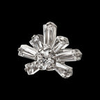 Round & Baguette Cluster Gem Sunray Threadless Earring / Nosering – Titanium