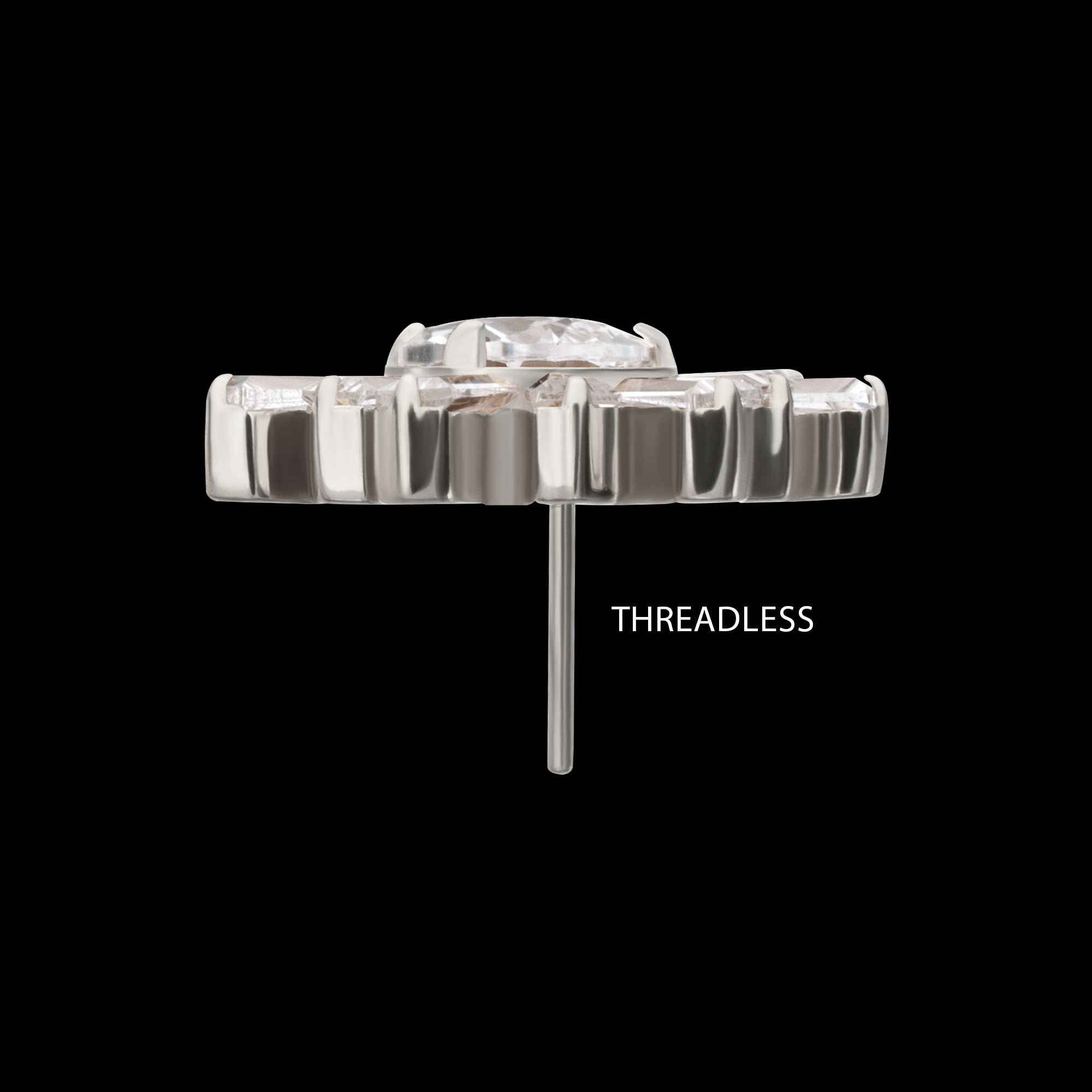 Teardrop & Baguette Cluster Gem Sunray Threadless Earring / Nosering – Titanium