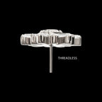 Round & Baguette Cluster Gem Sunburst Threadless Earring / Nosering – Titanium