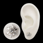 Round & Baguette Cluster Gem Sunburst Threadless Earring / Nosering – Titanium
