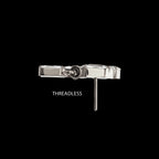 3-Cluster Baguette Prong-Set Gem with Dangle Gem Threadless Earring / Nosering – Titanium