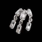 3-Cluster Baguette Prong-Set Gem with Dangle Gem Threadless Earring / Nosering – Titanium