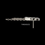 5-Cluster Baguette Prong-Set Gem with Chain Dangle Threadless Earring / Nosering – Titanium