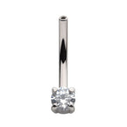 Fixed Bottom Prong-Set Gem Curved Barbell Earring / Nosering – Titanium