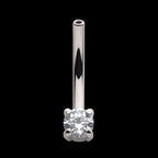 Fixed Bottom Prong-Set Gem Curved Barbell Earring / Nosering – Titanium