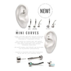 Fixed Bottom Prong-Set Gem Curved Barbell Earring / Nosering – Titanium