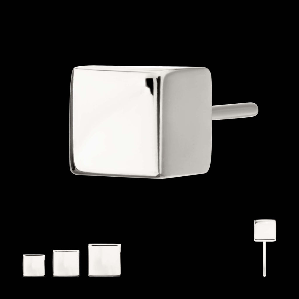 3D Cube Flatback Stud Earring / Nosering - Titanium