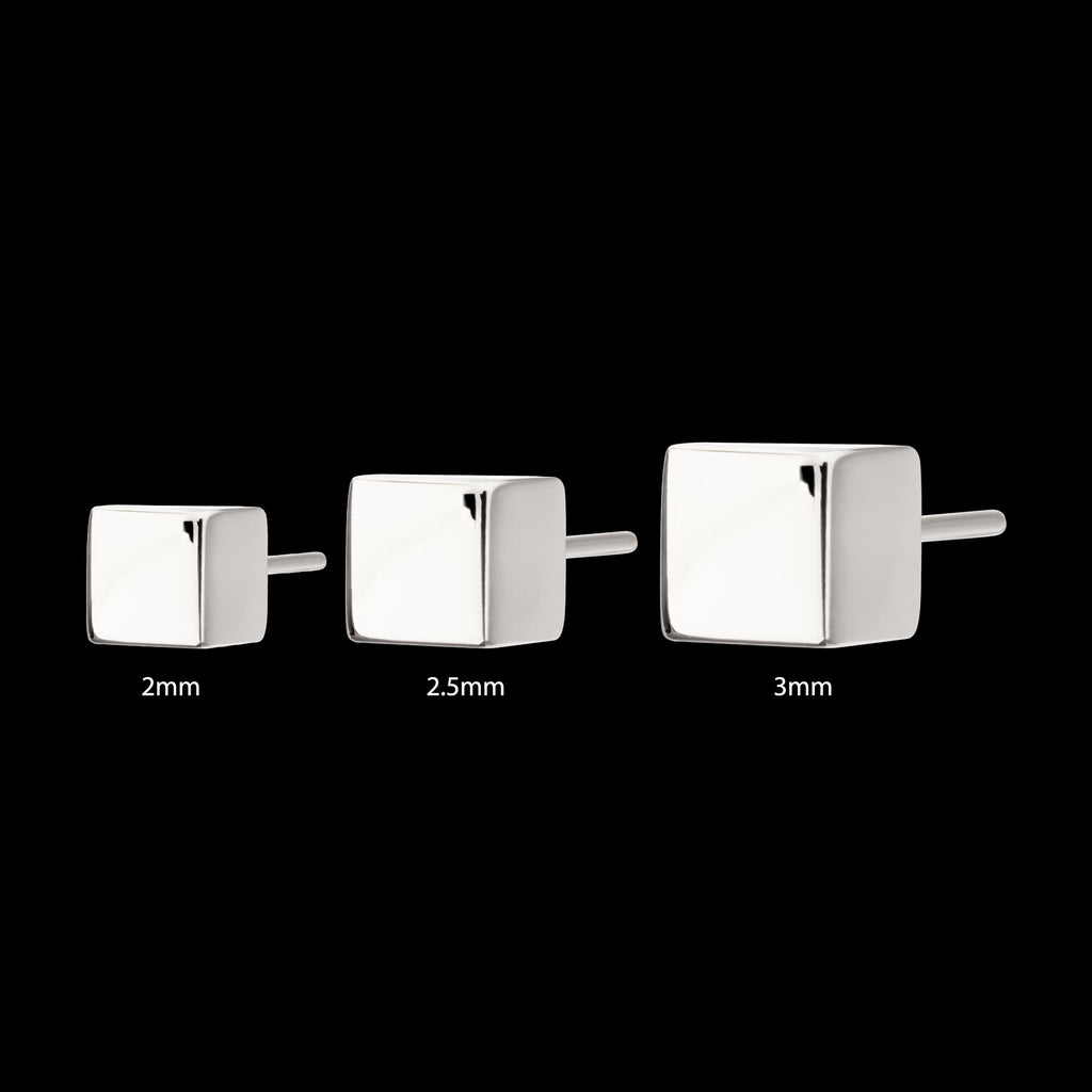 3D Cube Flatback Stud Earring / Nosering - Titanium