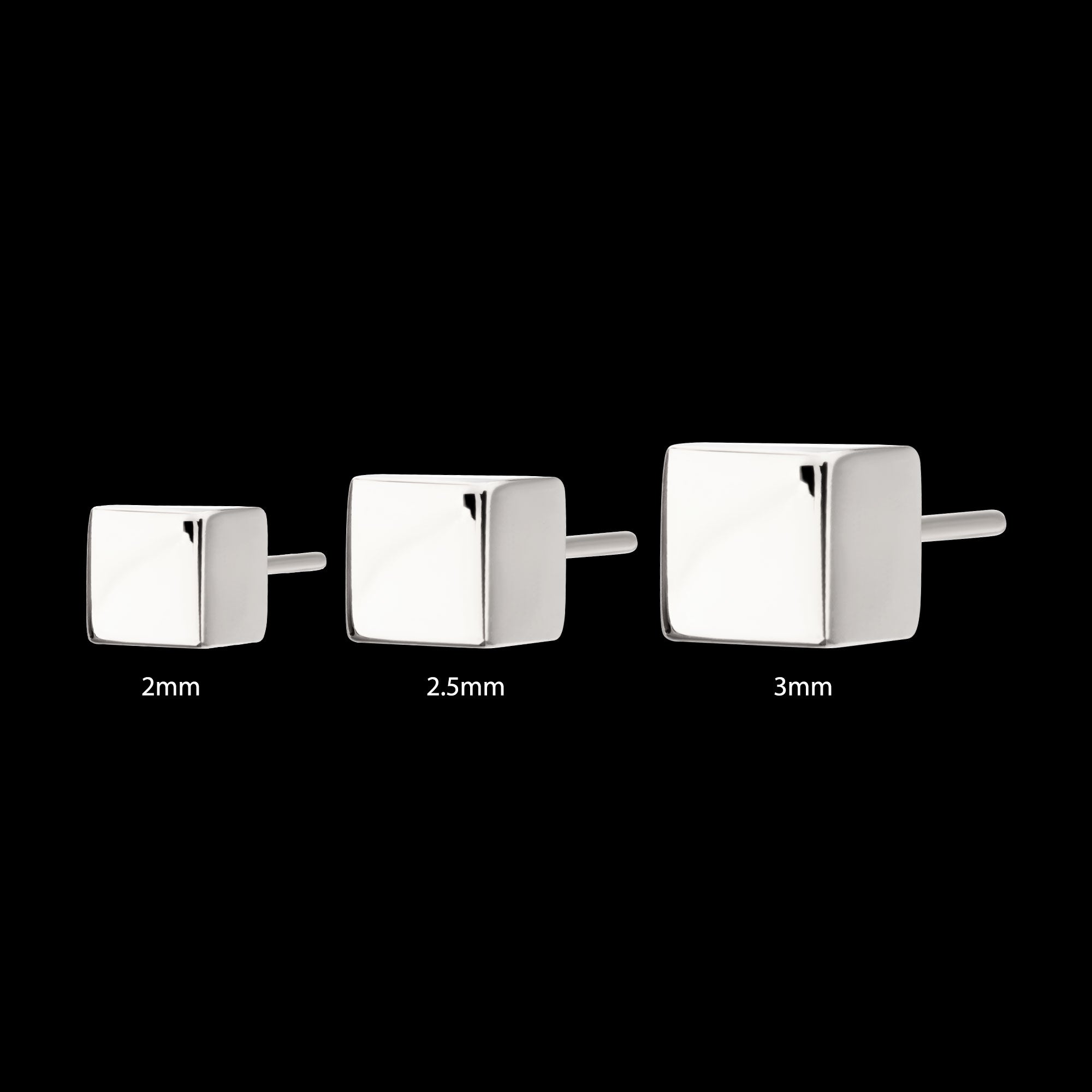 3D Cube Flatback Stud Earring / Nosering - Titanium