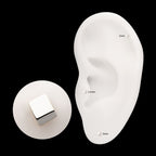 3D Cube Flatback Stud Earring / Nosering - Titanium