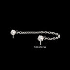 Double Prong Set Gem with Rolo Chain Dangle Flatback Stud Earring / Nosering - Gem in Titanium