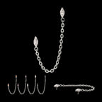 Double Prong Set Marquise Gem with Rolo Chain Dangle Flatback Stud Earring / Nosering - Gem in Titanium