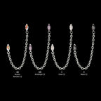 Double Prong Set Marquise Gem with Rolo Chain Dangle Flatback Stud Earring / Nosering - Gem in Titanium